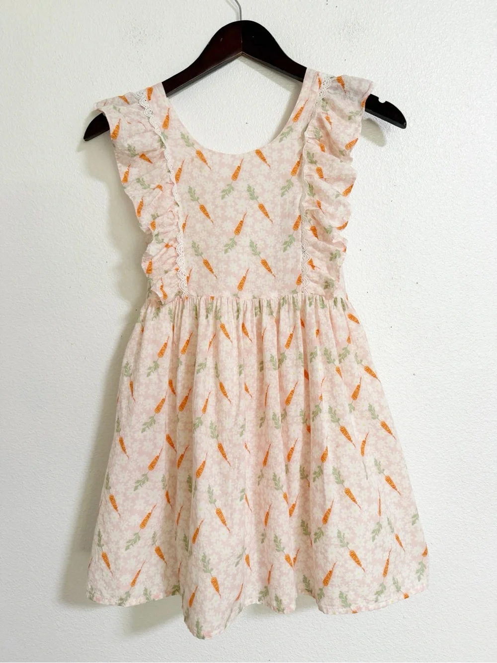 Cynthia Rowley Floral Carrot Ruffle Lace Trim Dress